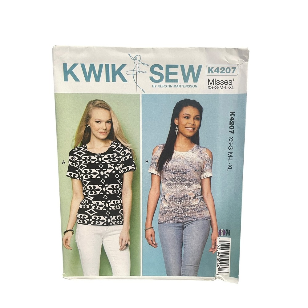 Kwik Sew K4207 Misses' Top XS S M L XL Cold Shoulder Knit Stretch UNCUT